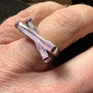 Pink and Purple Baguette Crystal Cocktail Ring